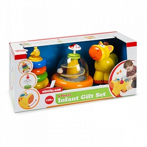 Развивающий набор - юла, пирамида, каталка (Kiddieland, KID 052894veg)